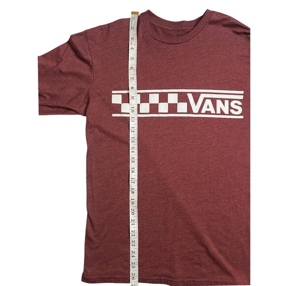 Vans Long Sleeve T-Shirt Maroon Heather Checkerboard Logo Off The Wall Medium - Picture 11 of 11